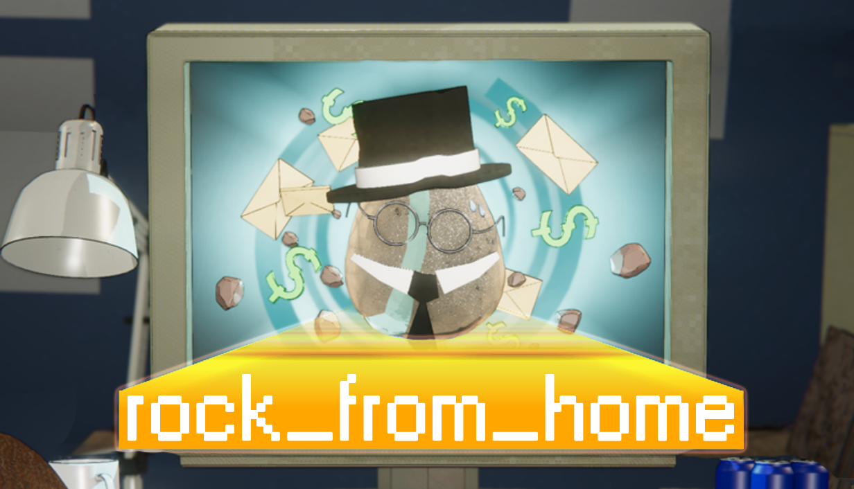 Rock From Home gameplay screenshot showing the rock character customization interface